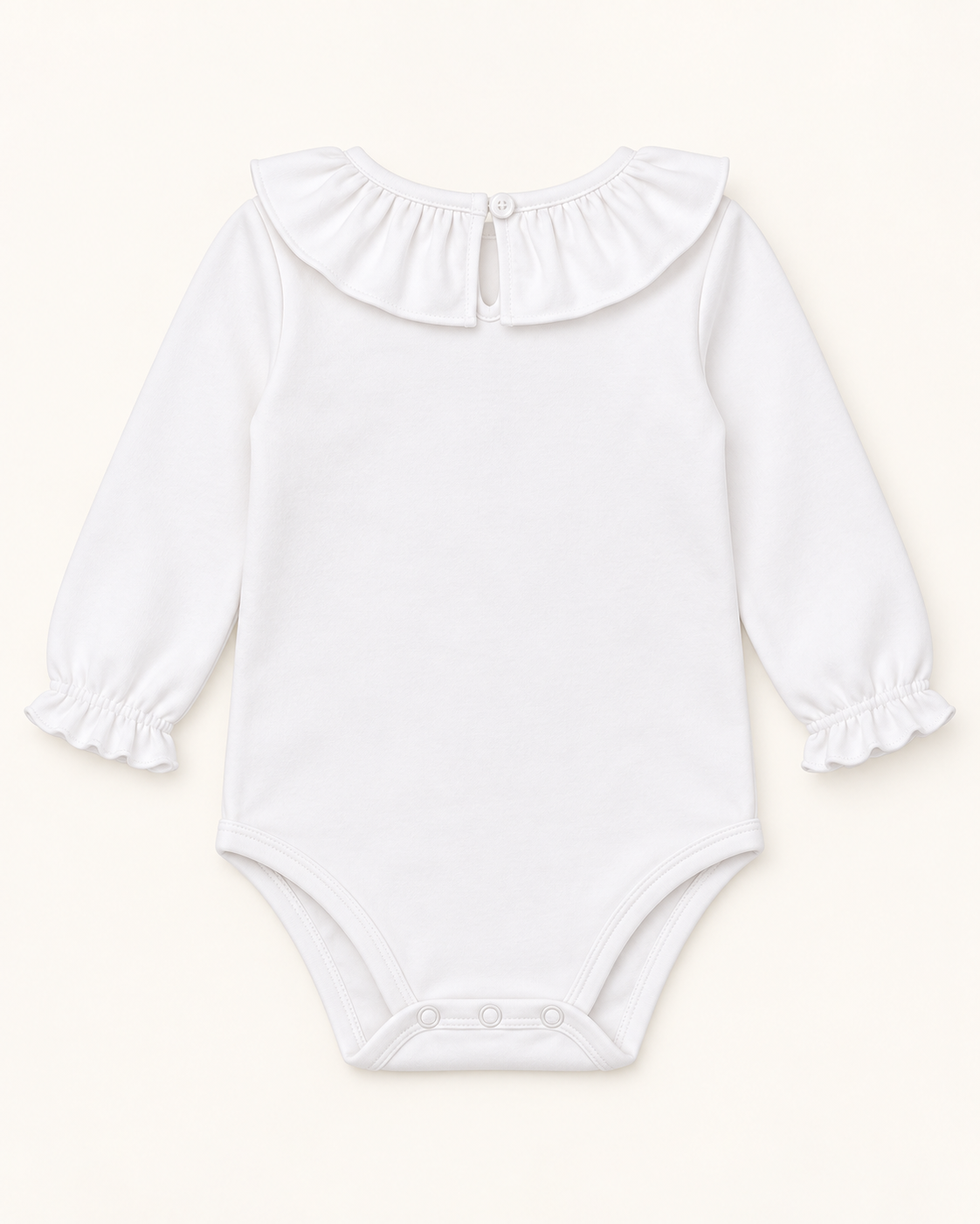Body de bebé blanco con cuello de volante