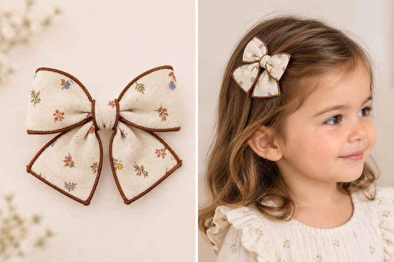 Lazo beige con borde granate