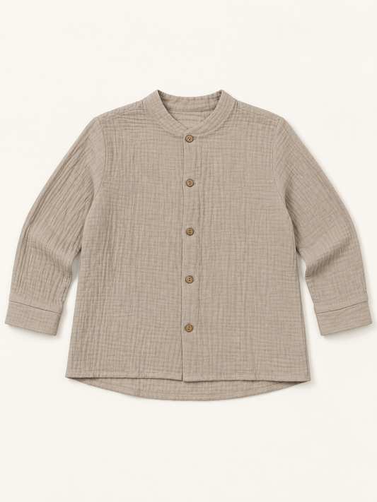 Camisa de niño gris con cuello mao