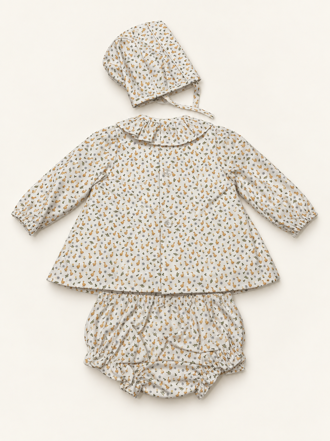 Conjunto de bebé estampado mantequilla con capota