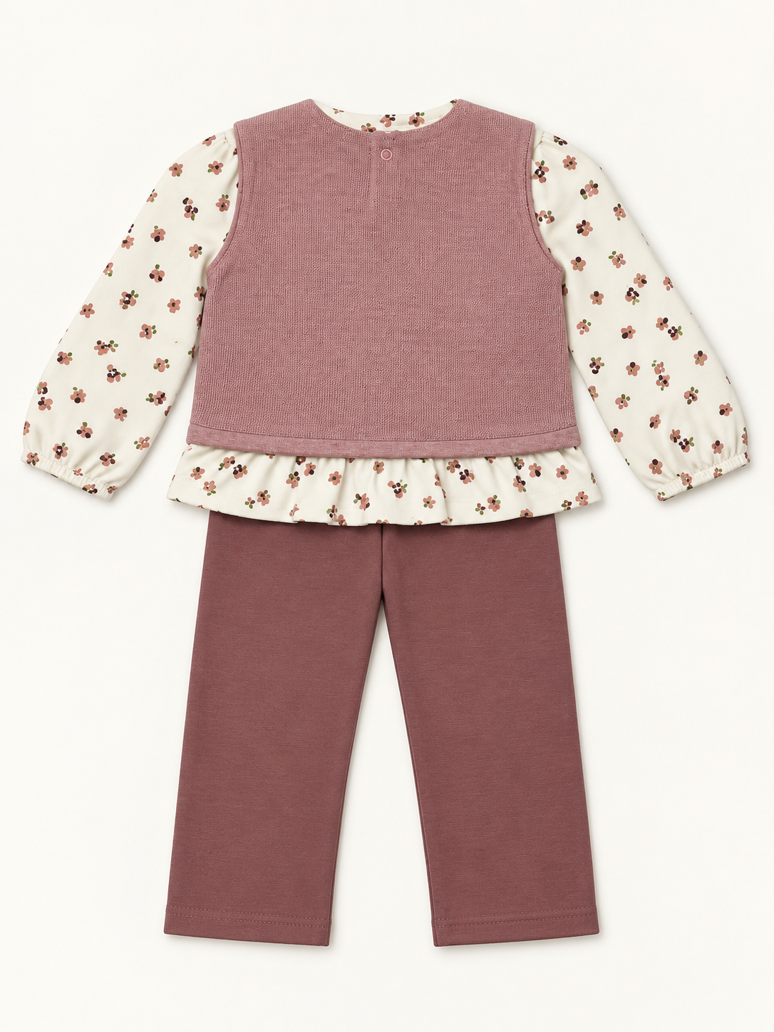 Conjunto de niña malva con mangas estampadas