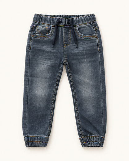 Pantalón vaquero de bebé con puño elástico