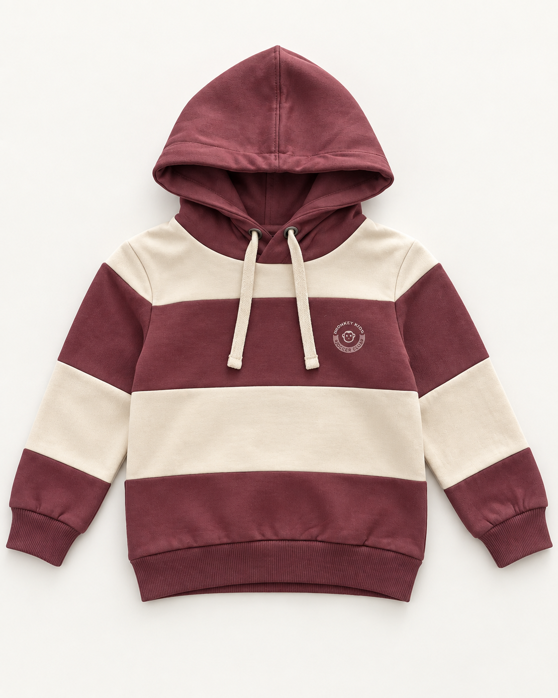 Sudadera de niño con capucha y rayas granates