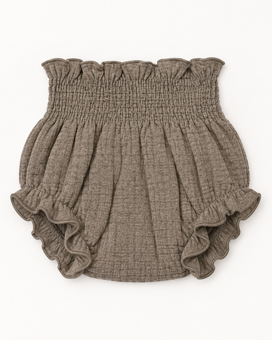 Braguita de bebé con volantes en gris topo