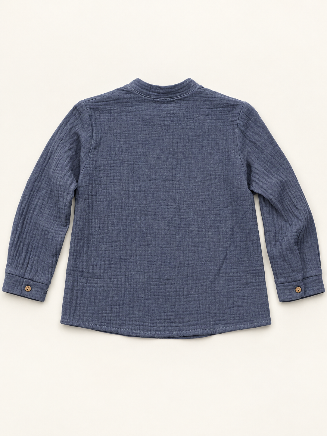 Camisa de niño azul marino con cuello mao