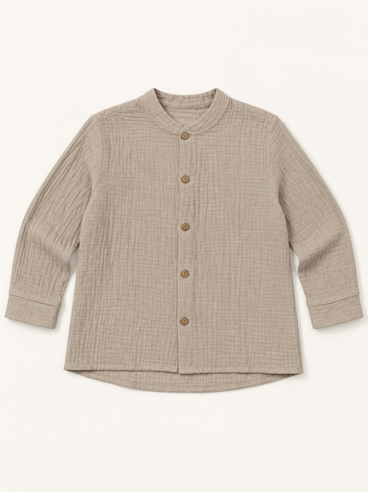 Camisa de niño gris con cuello mao