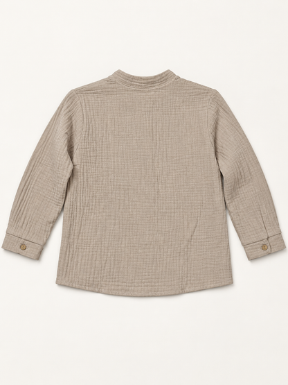 Camisa de niño gris con cuello mao