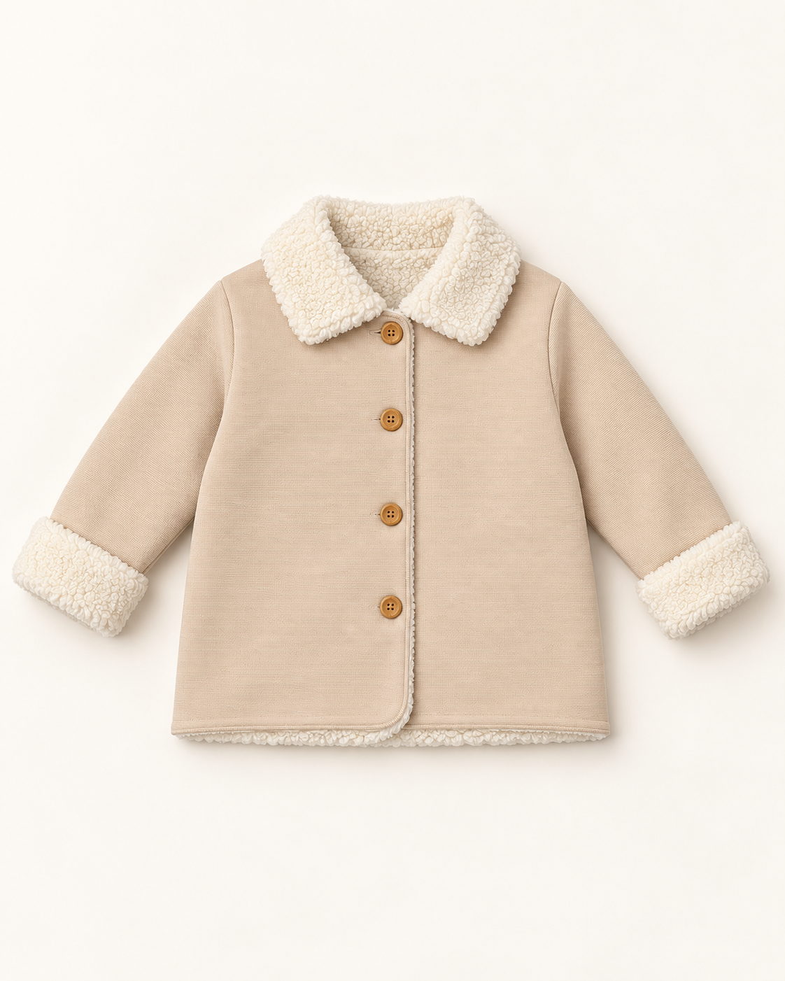 Chaqueta unisex beige con cuello de borreguito