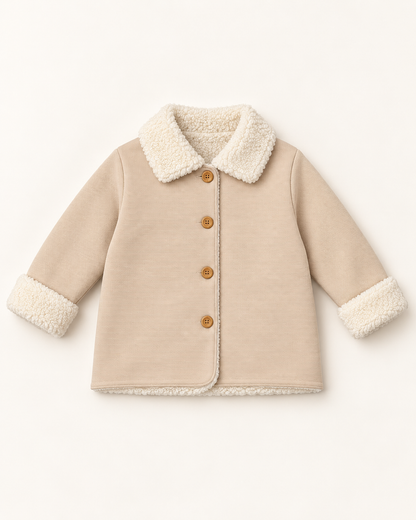 Chaqueta unisex beige con cuello de borreguito
