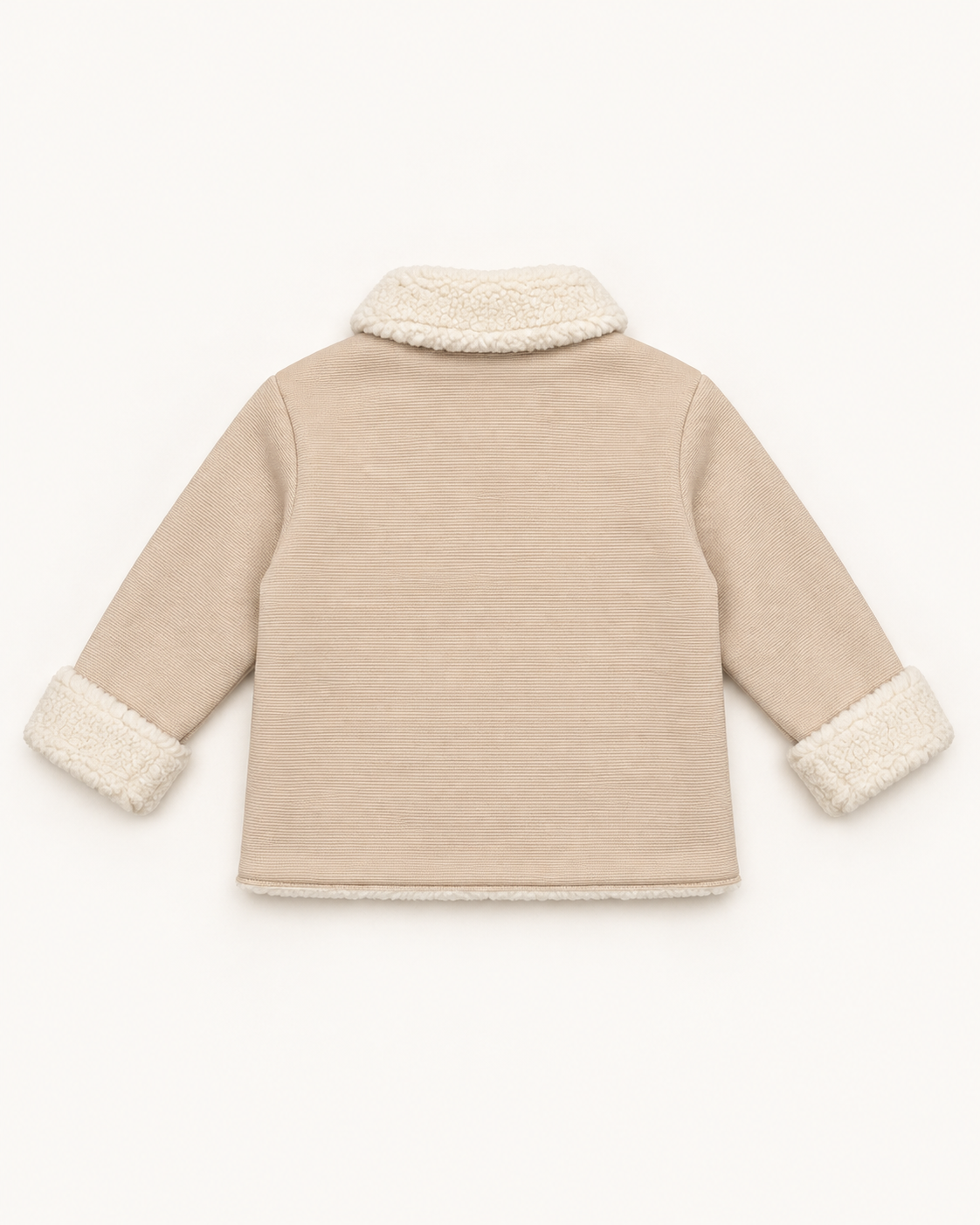 Chaqueta unisex beige con cuello de borreguito