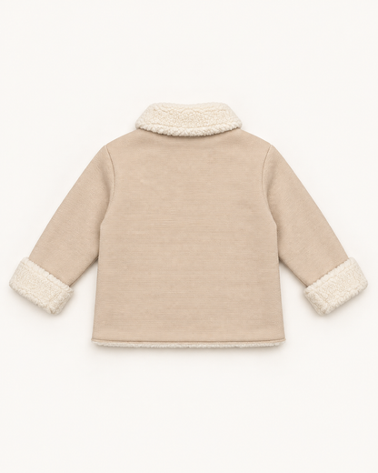 Chaqueta unisex beige con cuello de borreguito