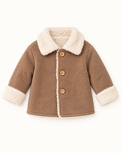 Chaqueta unisex marrón con cuello de borreguito