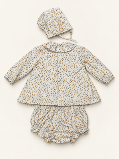 Conjunto de bebé estampado mantequilla con capota