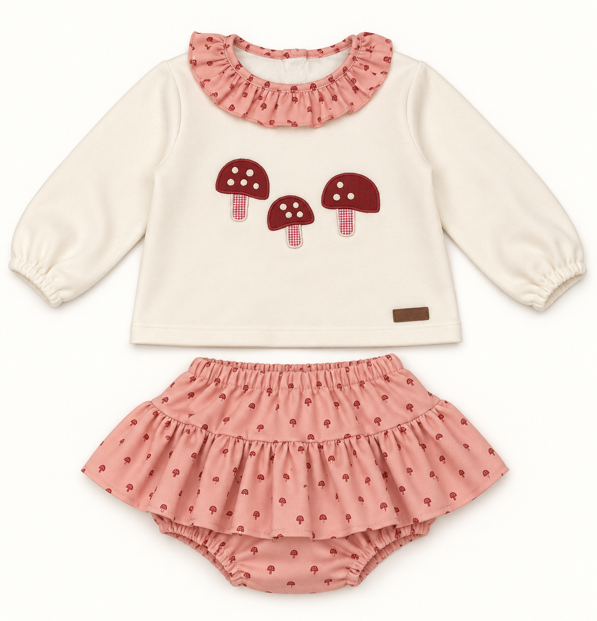 Conjunto de bebé setas rosa con braguita de volantes