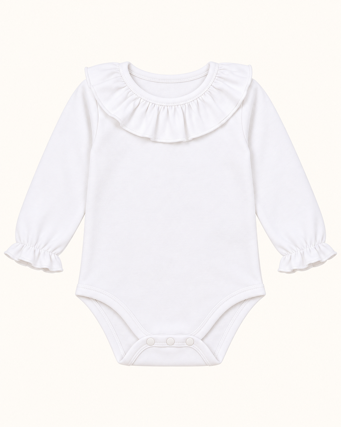 Body de bebé blanco con cuello de volante