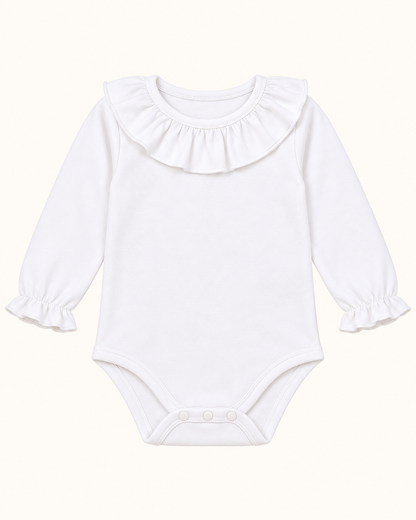 Body de bebé blanco con cuello de volante