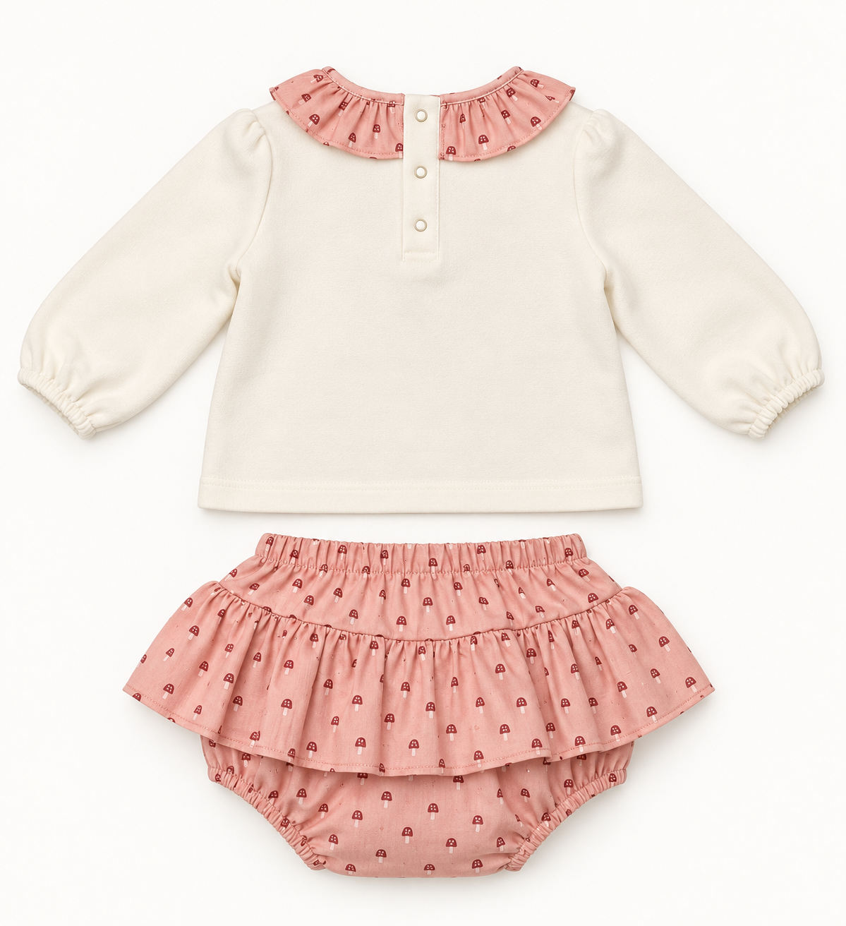 Conjunto de bebé setas rosa con braguita de volantes