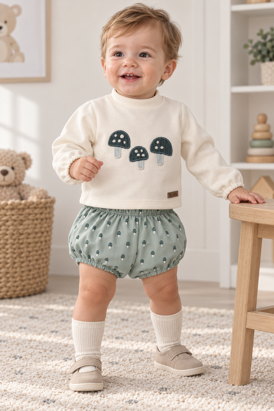 Conjunto de bebé setas verde con braguita