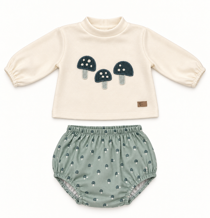 Conjunto de bebé setas verde con braguita