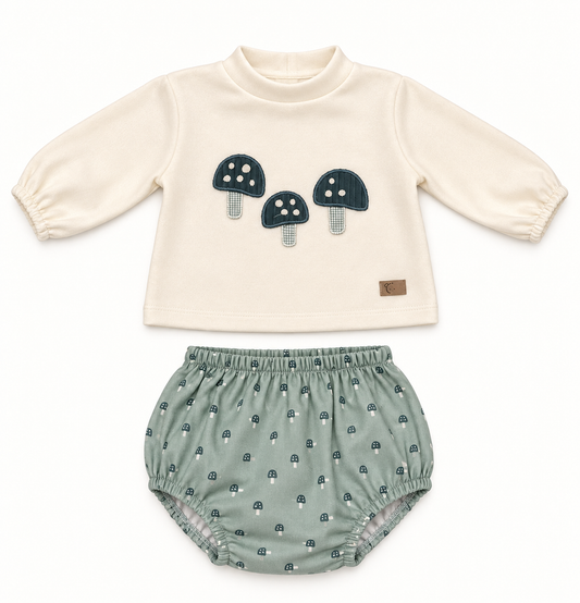 Conjunto de bebé setas verde con braguita