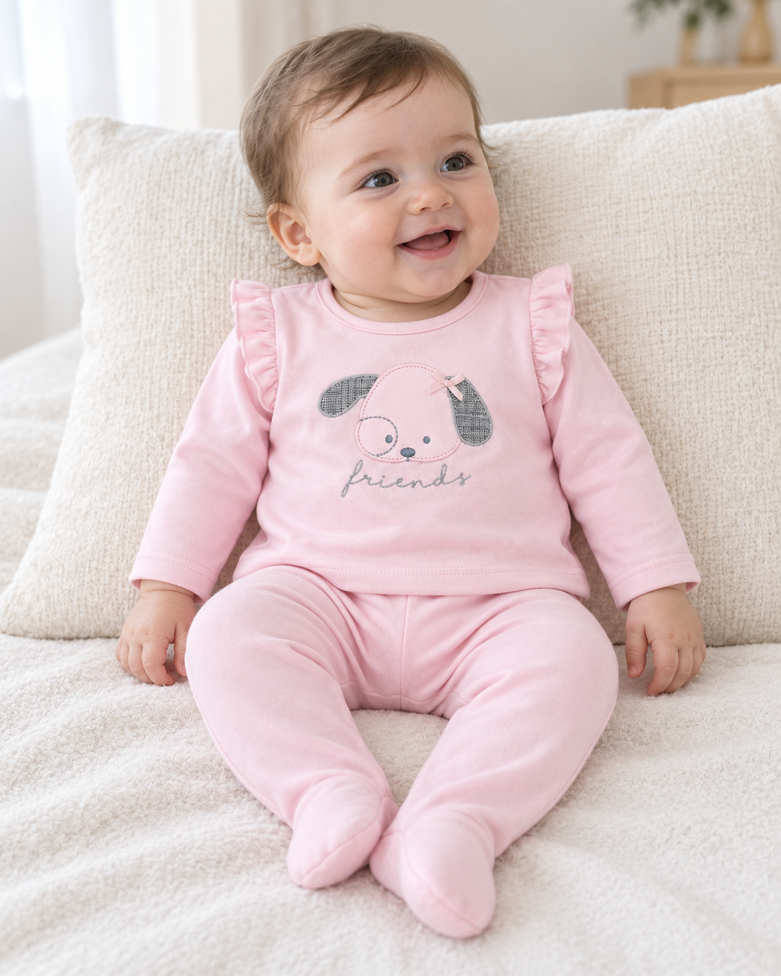 Conjunto de bebé Perrita rosa